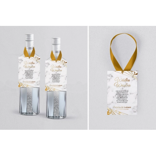 Zawieszka na alkohol Marmur & Złoto - Motyw 4