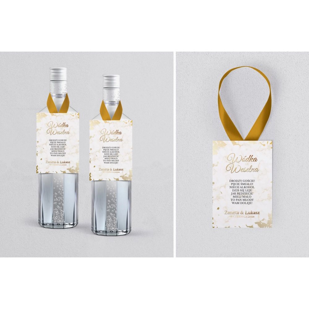 Zawieszka na alkohol Marmur & Złoto - Motyw 5