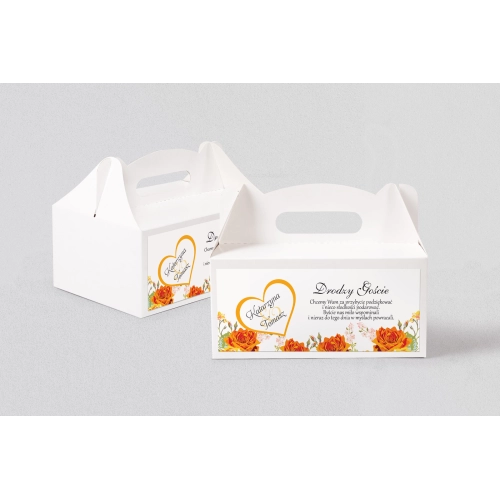 Pudełko na ciasto weselne Serca Kwiat Motyw 4