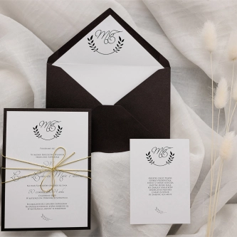 Minimalistyczne Zaproszenia ślubne Alloro z&nbsp;kopertą i&nbsp;podklejką w&nbsp;kolorze Antycznej Miedzi