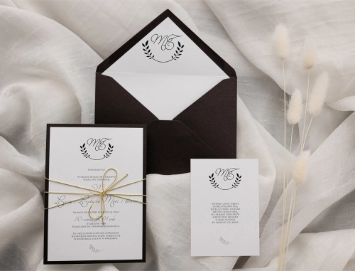 Minimalistyczne Zaproszenia ślubne Alloro z kopertą i podklejką w kolorze Antycznej Miedzi