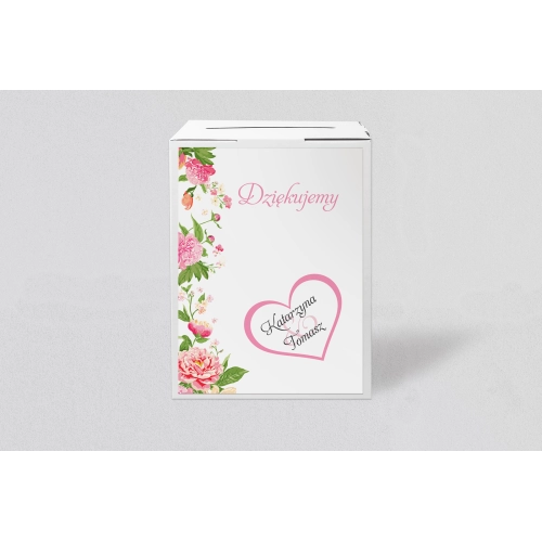 Pudełko na koperty i pieniądze Serca Kwiat Motyw 1