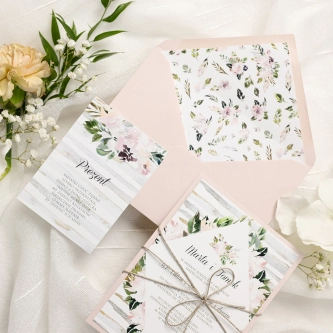 Delikatnie Zaproszenia ślubne Akwarelka z&nbsp;kopertą, sznurkiem i&nbsp;wkładką