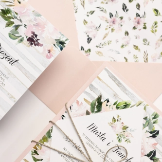 Delikatnie Zaproszenia ślubne Akwarelka z&nbsp;kopertą, sznurkiem i&nbsp;wkładką