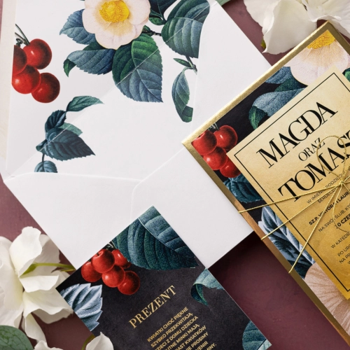 Nowoczesne Zaproszenia ślubne Amore z kopertą wklejką i dodatkową wkładką przewiązane sznurkiem