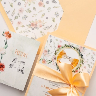 Zabawne Zaproszenia ślubne Animals z&nbsp;motywem lisów z&nbsp;piękną wstążką satynową i&nbsp;kopertą