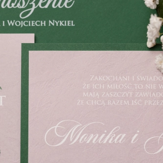 Oryginalne Zaproszenia ślubne Bella z&nbsp;zieloną kopertą i&nbsp;rebusem - Motyw 1
