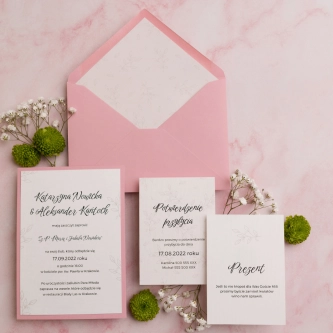 Minimalistyczne Zaproszenia ślubne Białe liście - Motyw 1 z&nbsp;kopertą i&nbsp;wkładkami