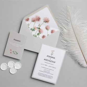 Minimalistyczne Zaproszenia ślubne Botanic w&nbsp;naturalnym szarym kolorze