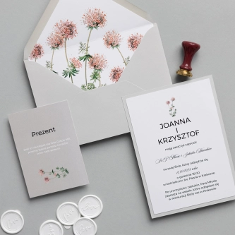 Minimalistyczne Zaproszenia ślubne Botanic w&nbsp;naturalnym szarym kolorze