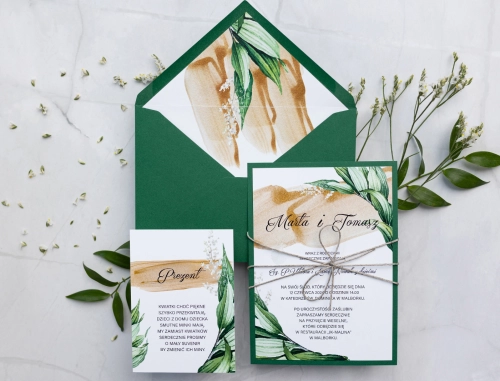Zaproszenia ślubne Charlotte w naturalnych kolorach z kopertą krzyżową, papierem ozdobnym i dodatkową wkładką