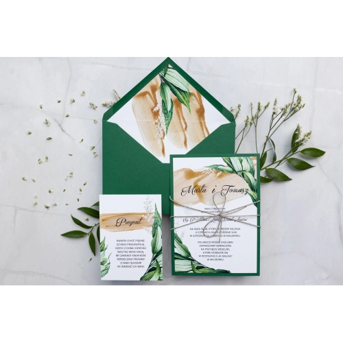 Zaproszenia ślubne Charlotte w naturalnych kolorach z kopertą krzyżową, papierem ozdobnym i dodatkową wkładką