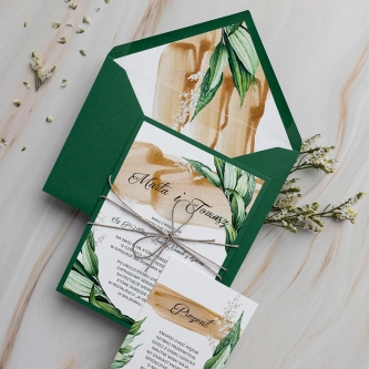 Zaproszenia ślubne Charlotte w&nbsp;naturalnych kolorach z&nbsp;kopertą krzyżową, papierem ozdobnym i&nbsp;dodatkową wkładką