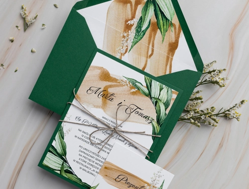 Zaproszenia ślubne Charlotte w naturalnych kolorach z kopertą krzyżową, papierem ozdobnym i dodatkową wkładką