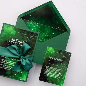 Zaproszenia ślubne Colors of the Sky z&nbsp;piękną kokardą i&nbsp;dodatkową wkładką