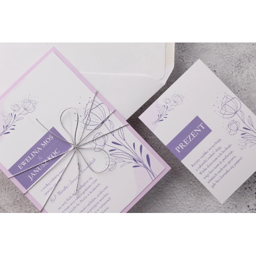 Delikatne Zaproszenia ślubne Flores de campo z papierem ozdobnym i wkładką