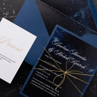 Nowoczesne Zaproszenia ślubne Galaxy w&nbsp;ciemno niebieskim kolorze