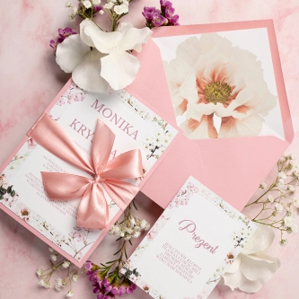 Wiosenne Zaproszenia ślubne Garden of Love w&nbsp;różowym kolorze