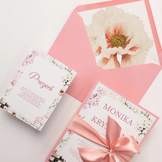 Wiosenne Zaproszenia ślubne Garden of Love w&nbsp;różowym kolorze