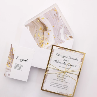 Eleganckie Zaproszenia ślubne Golden Brown z&nbsp;złotymi dodatkami
