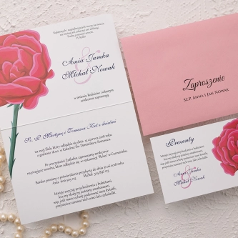 Klasyczne Zaproszenie ślubne Laura z&nbsp;wstążką i&nbsp;piękną kokardą