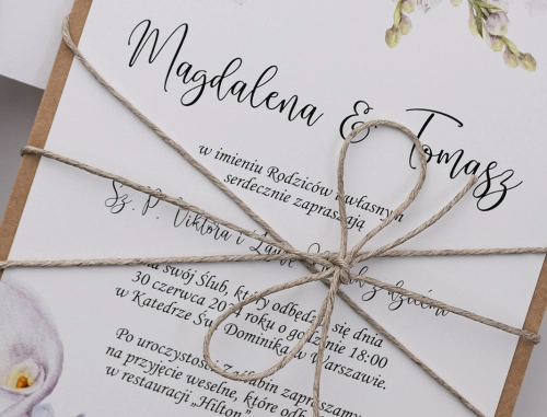 Zaproszenia ślubne Ofelia z hortensjami, różami, liliami i konwaliami