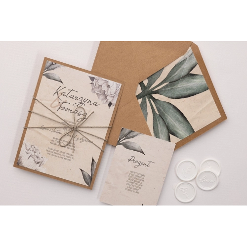Zaproszenia ślubne Old Fashion z ekologicznymi dodatkami