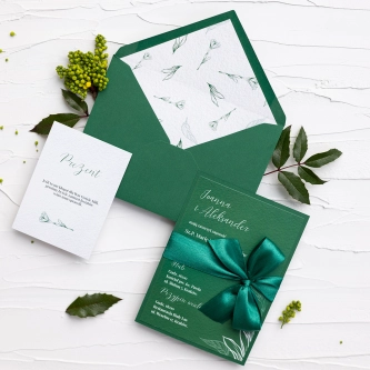 Nowoczesne Zaproszenia ślubne Papers z&nbsp;wstążką satynową