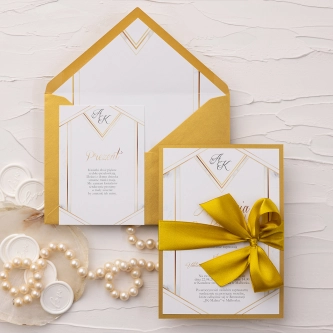 Złote Zaproszenia ślubne Photo z&nbsp;dodatkową wkładką