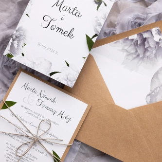 Ekologiczne Zaproszenia ślubne Soft Motyw 3 na kartach
