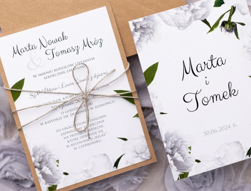 Ekologiczne Zaproszenia ślubne Soft Motyw 3 na kartach