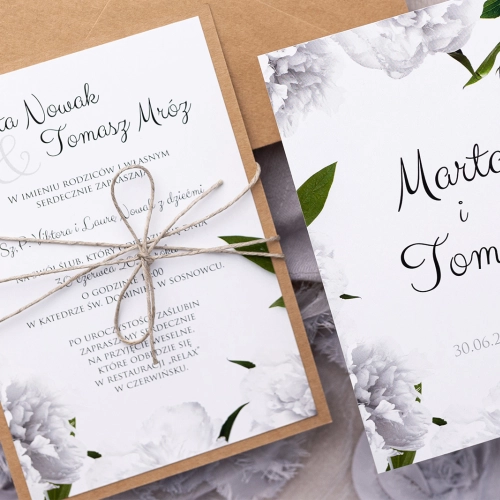 Ekologiczne Zaproszenia ślubne Soft Motyw 3 na kartach