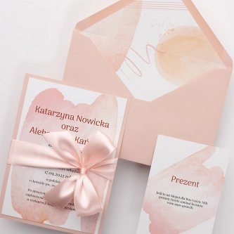 Zaproszenia ślubne Stain z&nbsp;kopertą, wkładką i&nbsp;wstążką