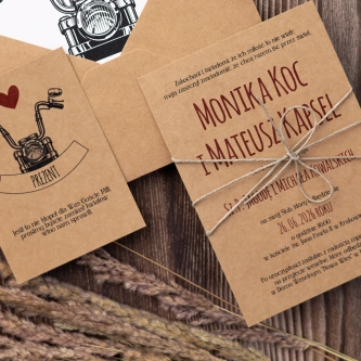 Oryginalne Zaproszenia ślubne Trip z&nbsp;motywem motocykla