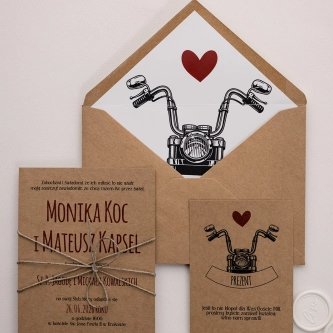Oryginalne Zaproszenia ślubne Trip z&nbsp;motywem motocykla