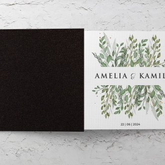 Nowoczesne zaproszenia z&nbsp;kopertą antyczną miedź, zaklejką i&nbsp;wklejką