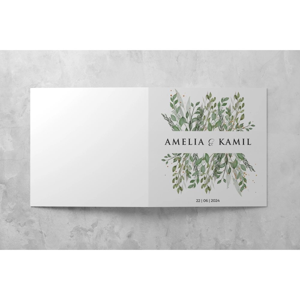 Piękne i&nbsp;minimalistyczne zaproszenie Leaves z&nbsp;białą kopertą