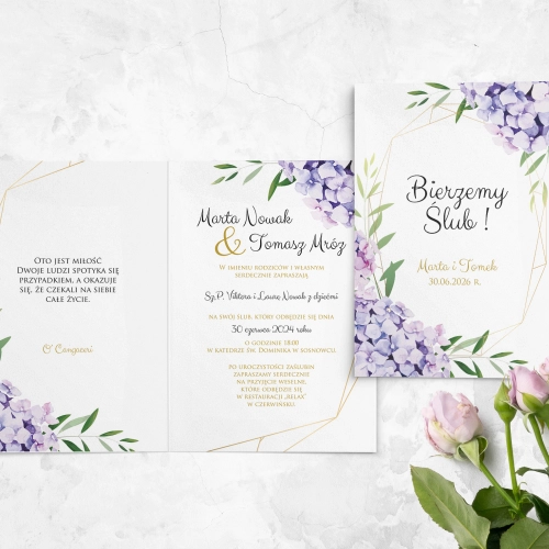 Zaproszenia ślubne Flowers & Frame - Składane Motyw 1