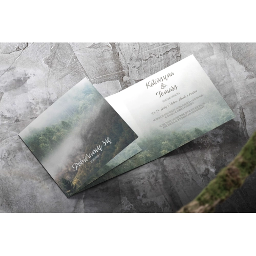 Zaproszenia ślubne Forest - Składane Kwadrat Motyw 2