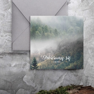 Leśne Rustykalne zaproszenia ślubne Forest z&nbsp;kopertą szaro perłową