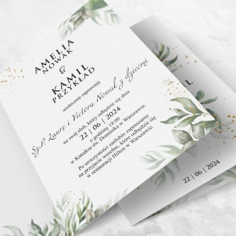 Zaproszenia ślubne Leaves - Składane Motyw 1