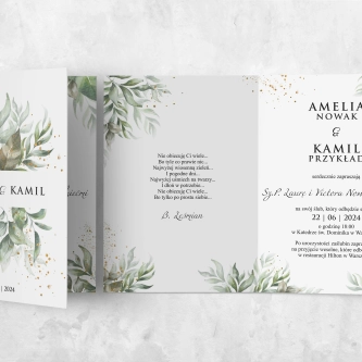 Zaproszenia ślubne Leaves - Składane Motyw 1