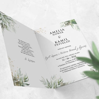 Zaproszenia ślubne Leaves - Składane Motyw 1