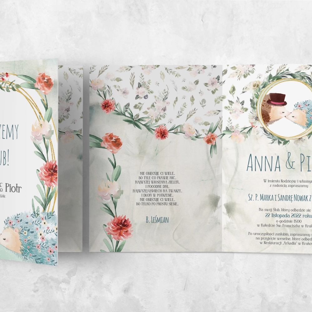 Zaproszenia ślubne Animals - Składane Motyw 2