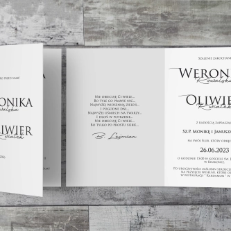 Złocone zaproszenia ślubne Minimalistyczne z&nbsp;czarną kopertą, złotą podklejką i&nbsp;lakiem