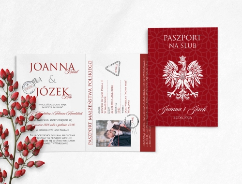 Zaproszenia ślubne Paszport - Składane motyw 2