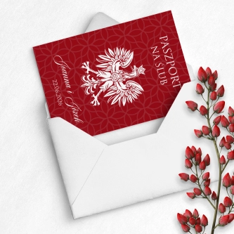 Oryginalne zaproszenie Paszport z&nbsp;białą kopertą