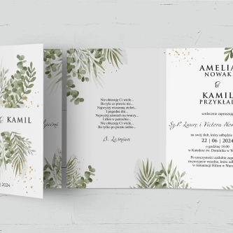 Zaproszenia ślubne Leaves - Składane Motyw 2