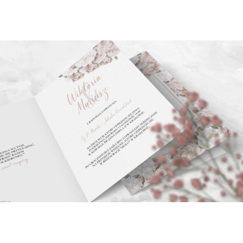 Zaproszenia ślubne Amore Rosso - Składane Motyw 2