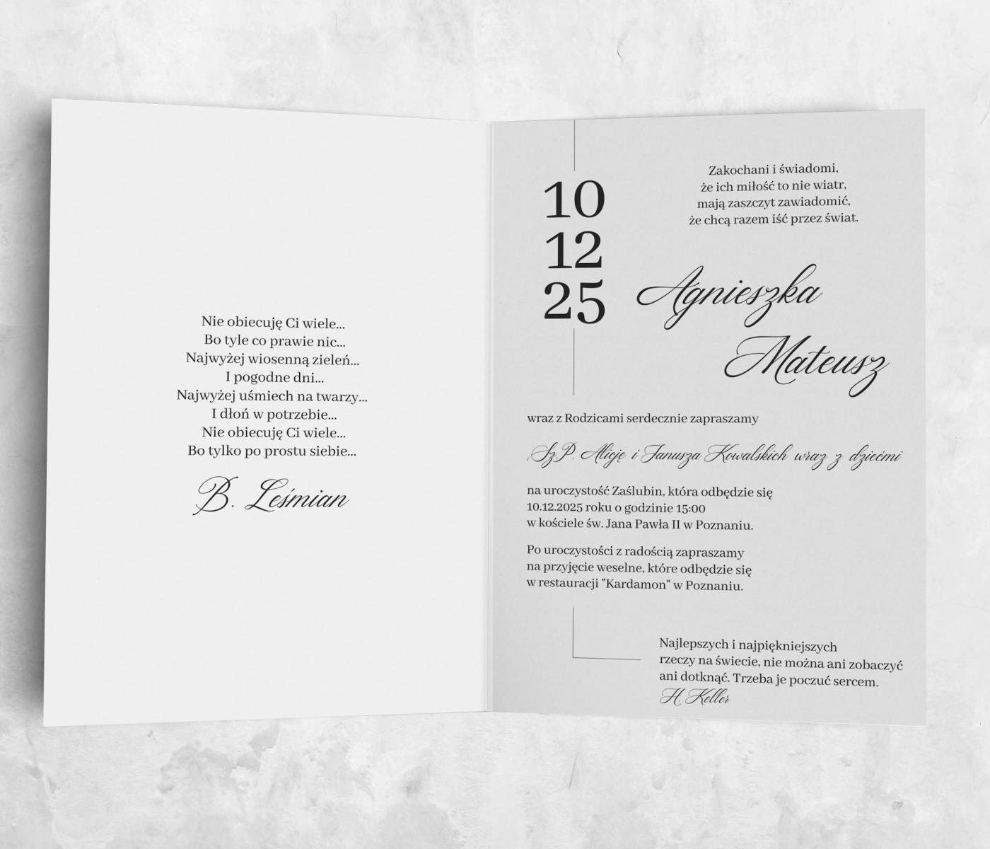 Zaproszenia ślubne Minimalistyczne - Składane Motyw 4